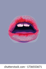 Vector Shape Illustration Woman Lips Visible Stock Vector (Royalty Free ...