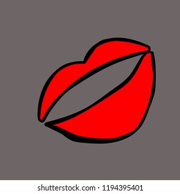 Red Lips Grey Background