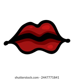 Red Lips Hand Drawn Doodle Icon