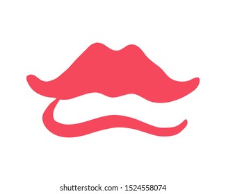 Red lips hand drawn with ink paint brush, isolated on white background. Vector illustration
