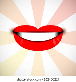 Red lips icon - human body parts, kiss 