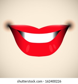 Red lips icon - human body parts, kiss 