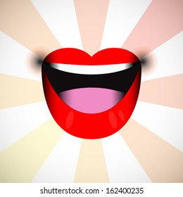 Red lips icon - human body parts, kiss 