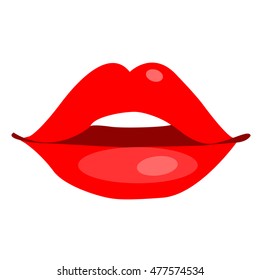 Red lips icon - human body part, kiss