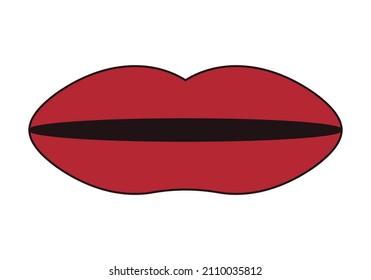 Red Lips Icon On Red Background.