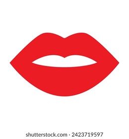 rote Lippen, Symbol auf weißem Hintergrund
