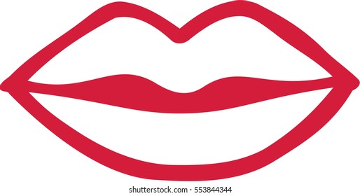 Red lips icon outline
