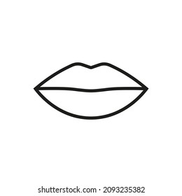 Red lips icon. Vector illustration.