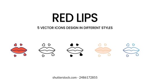 RED LIPS icons set vector illustration. vector stock