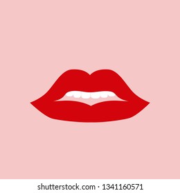 Red lips icon.vector illustration.