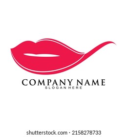 Red lips illustration vector logo