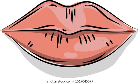 Red lips, illustration, vector on white background.