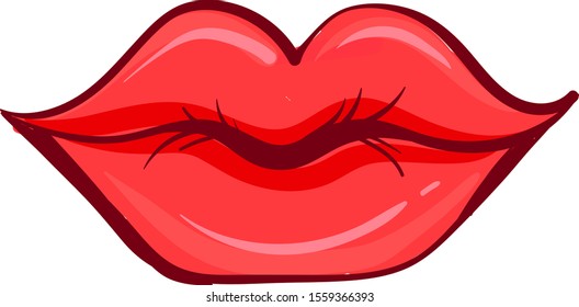 Red lips, illustration, vector on white background.