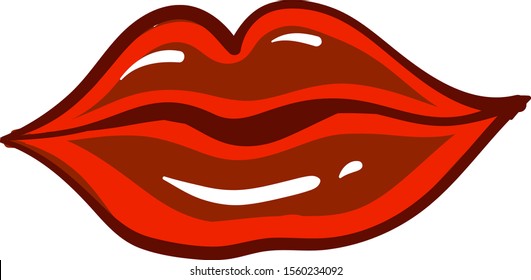 Red lips, illustration, vector on white background.