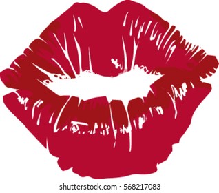 Red lips imprint isolation on a white background