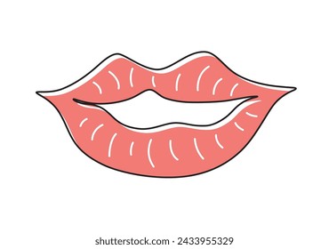 Red lips isolated cartoon doodle vector illustration