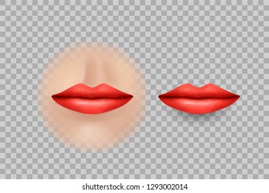 Red lips isolated. Mouth.