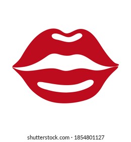 Red lips isolated on a white background. Vector flat illustration. Design for Valentine's Day, greeting cards, t-shirts, stickers
