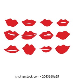 Red lips isolated on a white background.