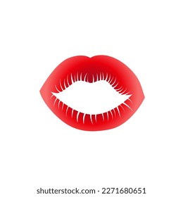 Los labios rojos están aislados sobre fondo blanco.