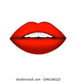 Red lips isolated vector illustration.