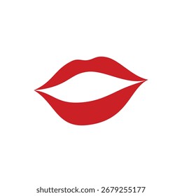 red lips kiss flat design