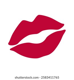 Red lips kiss print in simple vector icon