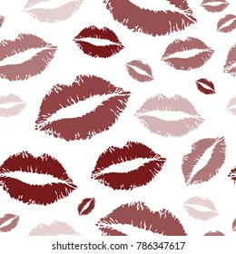 Red lips kiss seamless pattern vector