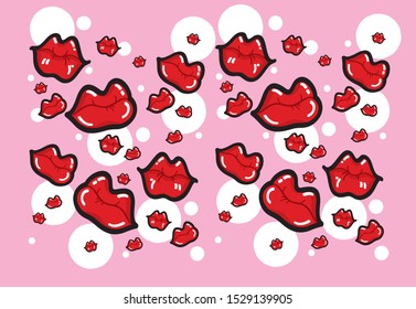 RED LIPS KISSING COLOR COMPOSITION