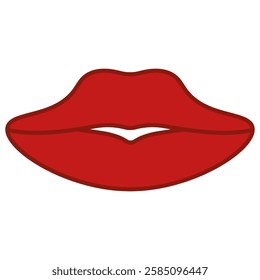  Red lips with a kissing shape outlined in burgundy