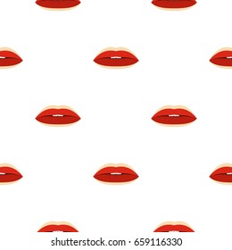 Red lips with lines drawn around it pattern seamless for any design vector illustration
