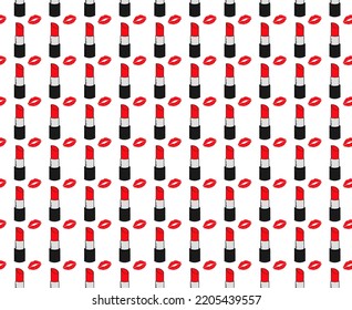 Red of Lips and Lipstick Seamless Pattern Vector 