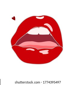 ilustración gráfica de labios rojos y vectores de lápiz labial
