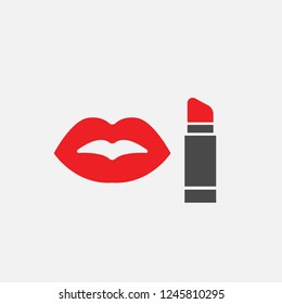Red lips with lipstick vector icon