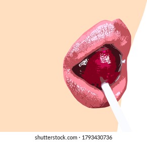 Los labios rojos con una pala