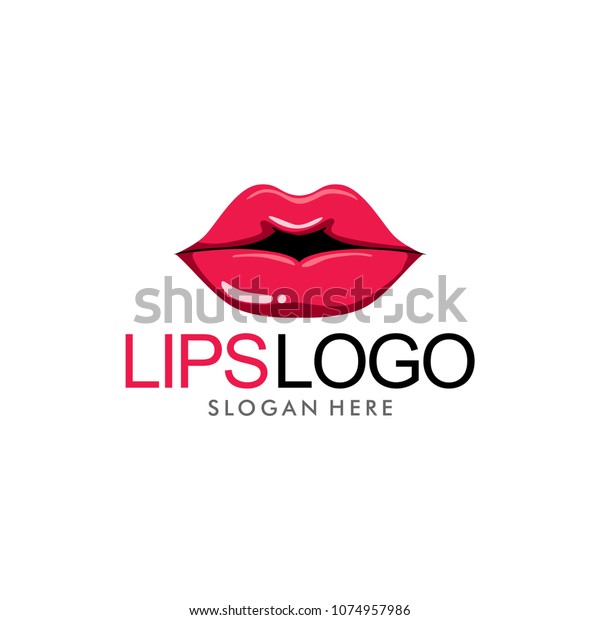 Red Lips Modern Logo Illustration Stock Vector (Royalty Free) 1074957986