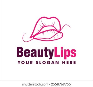 red lips modern logo vector art illustration gloss sensuality for cosmetic lipstick make up logo