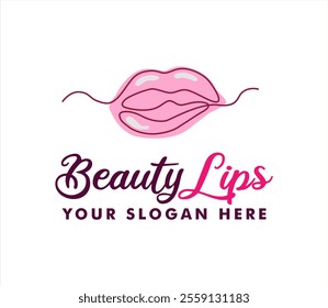 red lips modern logo vector art illustration gloss sensuality for cosmetic lipstick make up logo