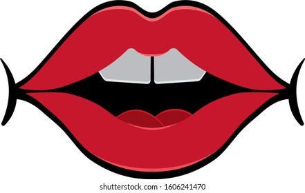 The Red Lips. Lips And Mouth Vector Illistration