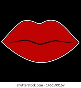 Red lips on a black background with a white stroke.