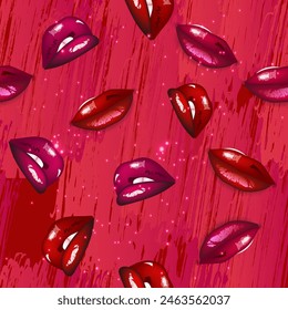 Labios rojos sobre un fondo brillante, paté sin costuras