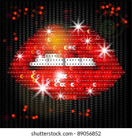 Red lips on the knitted background