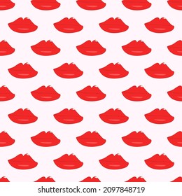 Los labios rojos sobre un fondo claro. Patrón vectorial, para decoración, tela, tela, papel, textil