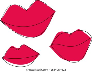 red lips on a white background

