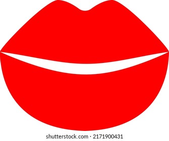 red lips on a white background. Vector illustration 