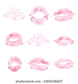 Red lips on white background