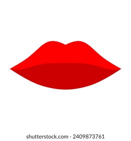 Los labios rojos sobre fondo blanco. Los labios sexys y audaces son perfectos para un logotipo de amor.