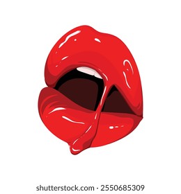 red lips on a white background vector illustration art