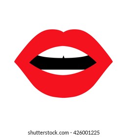 Red lips  on a white background