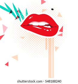 Los labios rojos sobre fondo blanco